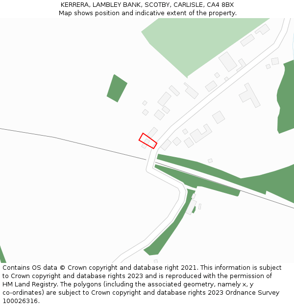 KERRERA, LAMBLEY BANK, SCOTBY, CARLISLE, CA4 8BX: Location map and indicative extent of plot