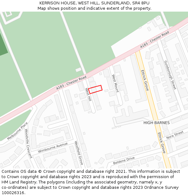 KERRISON HOUSE, WEST HILL, SUNDERLAND, SR4 8PU: Location map and indicative extent of plot