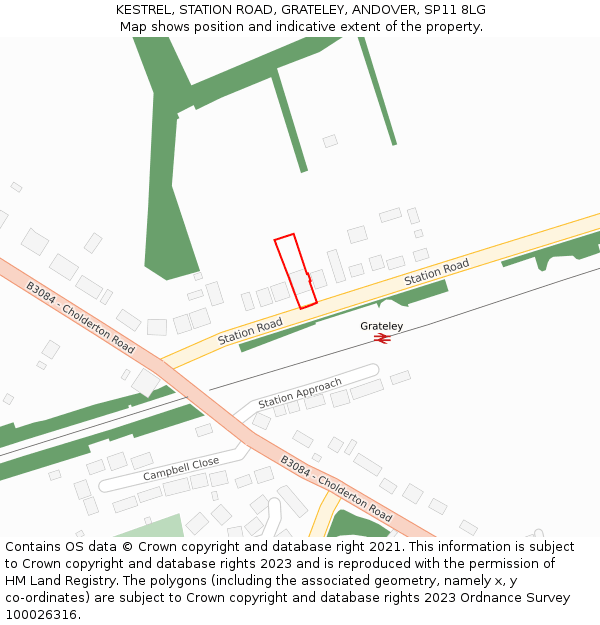 KESTREL, STATION ROAD, GRATELEY, ANDOVER, SP11 8LG: Location map and indicative extent of plot