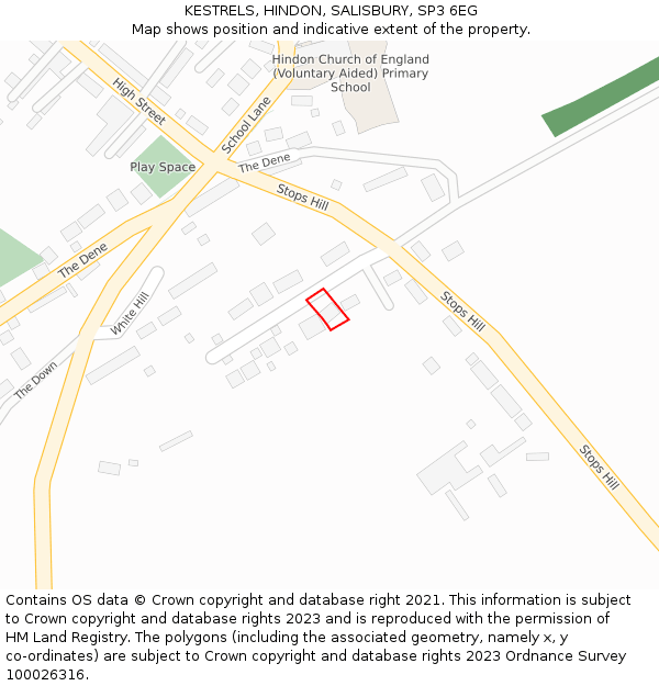 KESTRELS, HINDON, SALISBURY, SP3 6EG: Location map and indicative extent of plot