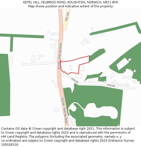 KETEL HILL, FELBRIGG ROAD, ROUGHTON, NORWICH, NR11 8PA: Location map and indicative extent of plot