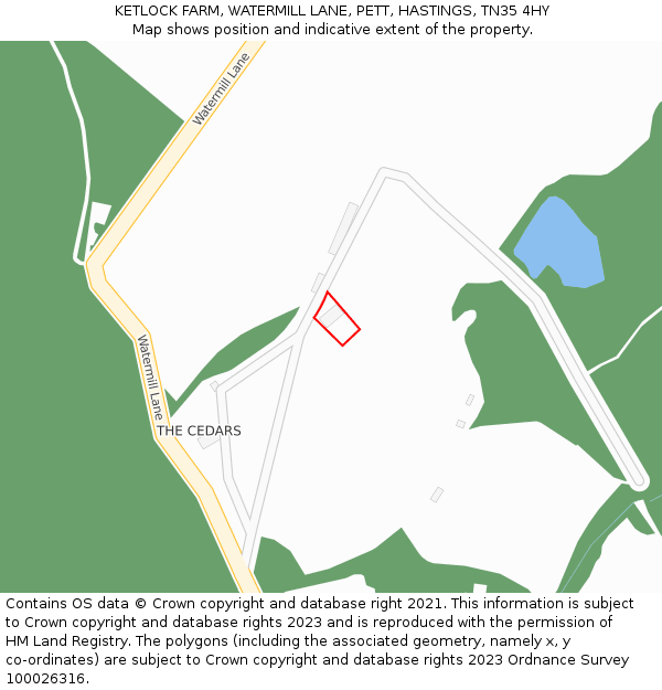KETLOCK FARM, WATERMILL LANE, PETT, HASTINGS, TN35 4HY: Location map and indicative extent of plot