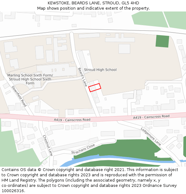 KEWSTOKE, BEARDS LANE, STROUD, GL5 4HD: Location map and indicative extent of plot