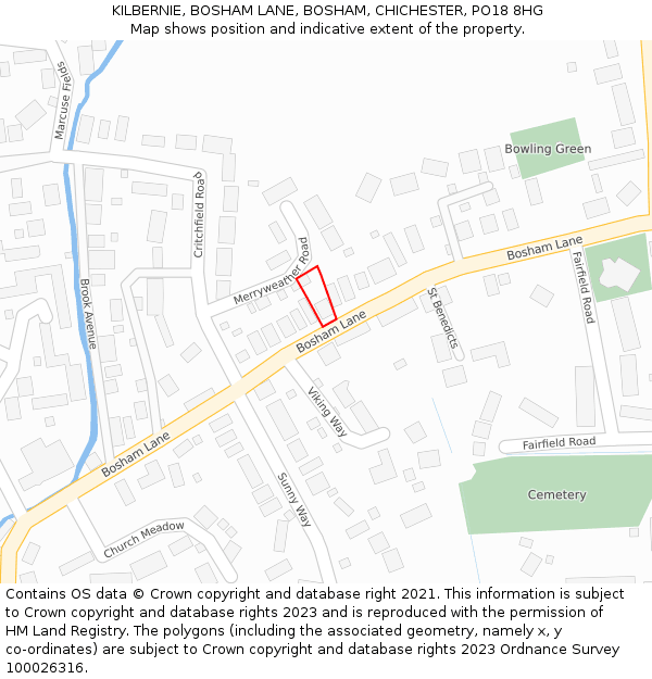 KILBERNIE, BOSHAM LANE, BOSHAM, CHICHESTER, PO18 8HG: Location map and indicative extent of plot