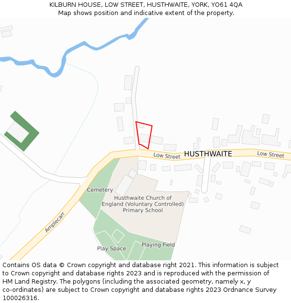 KILBURN HOUSE, LOW STREET, HUSTHWAITE, YORK, YO61 4QA: Location map and indicative extent of plot