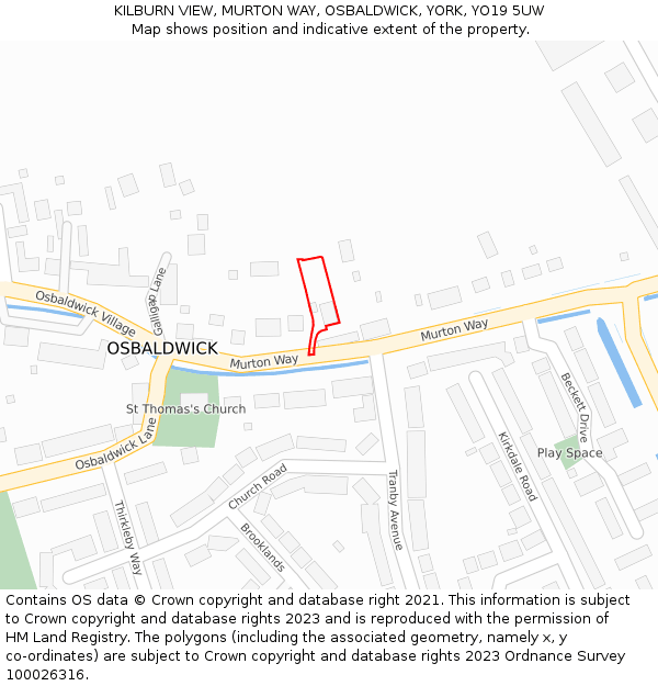 KILBURN VIEW, MURTON WAY, OSBALDWICK, YORK, YO19 5UW: Location map and indicative extent of plot
