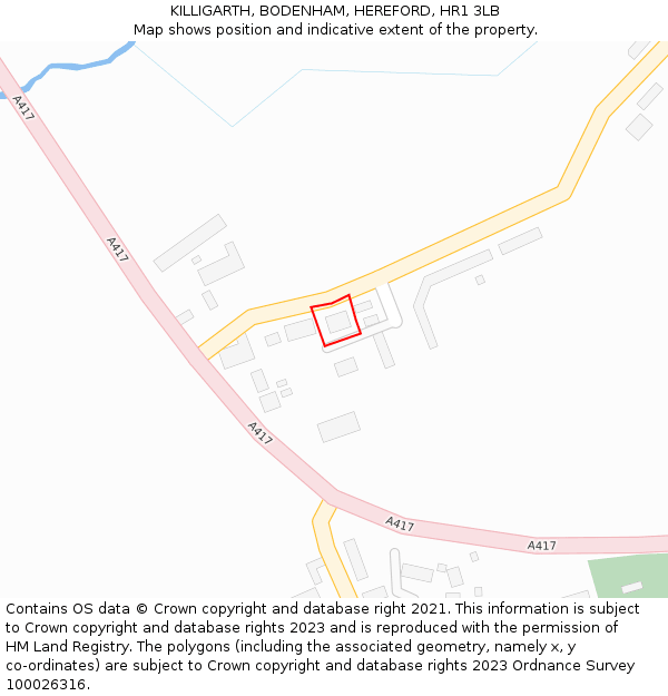 KILLIGARTH, BODENHAM, HEREFORD, HR1 3LB: Location map and indicative extent of plot