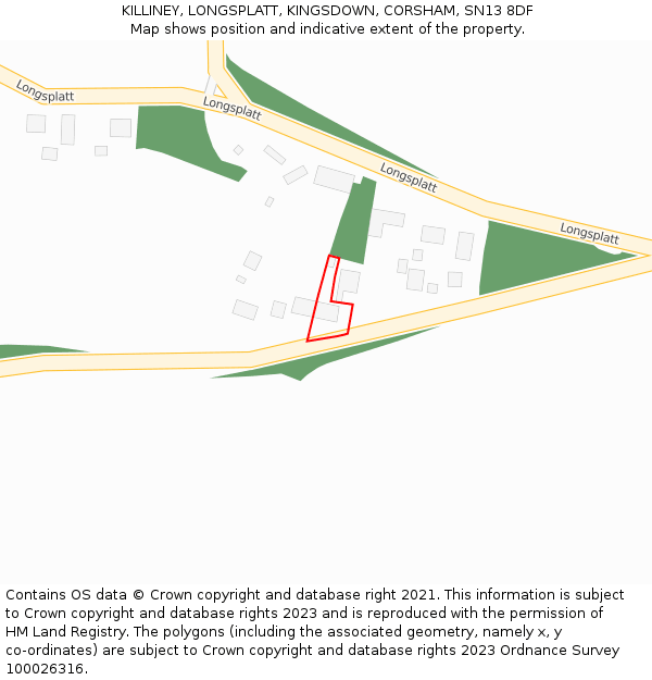 KILLINEY, LONGSPLATT, KINGSDOWN, CORSHAM, SN13 8DF: Location map and indicative extent of plot
