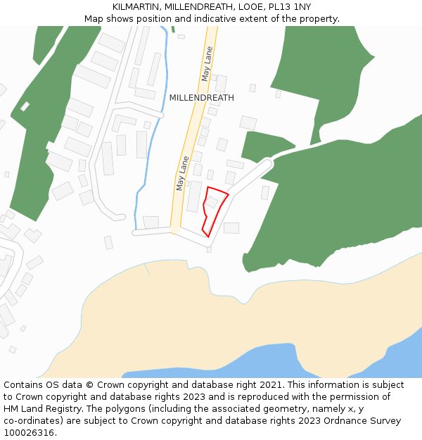 KILMARTIN, MILLENDREATH, LOOE, PL13 1NY: Location map and indicative extent of plot