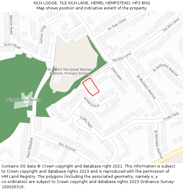 KILN LODGE, TILE KILN LANE, HEMEL HEMPSTEAD, HP3 8NQ: Location map and indicative extent of plot