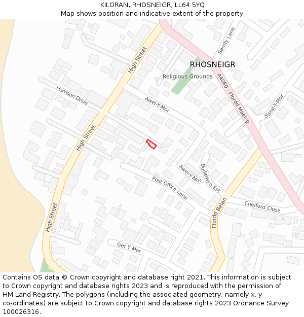 KILORAN, RHOSNEIGR, LL64 5YQ: Location map and indicative extent of plot