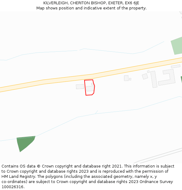 KILVERLEIGH, CHERITON BISHOP, EXETER, EX6 6JE: Location map and indicative extent of plot