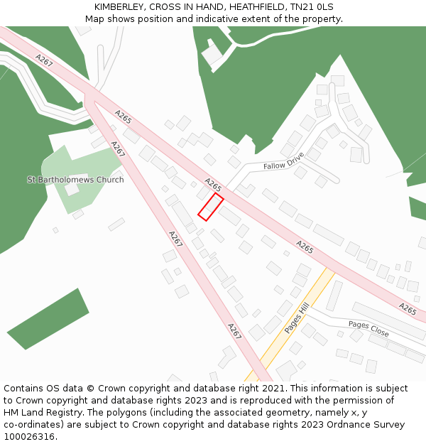 KIMBERLEY, CROSS IN HAND, HEATHFIELD, TN21 0LS: Location map and indicative extent of plot