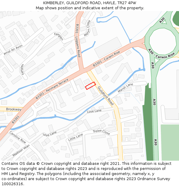 KIMBERLEY, GUILDFORD ROAD, HAYLE, TR27 4PW: Location map and indicative extent of plot