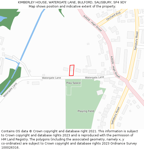 KIMBERLEY HOUSE, WATERGATE LANE, BULFORD, SALISBURY, SP4 9DY: Location map and indicative extent of plot