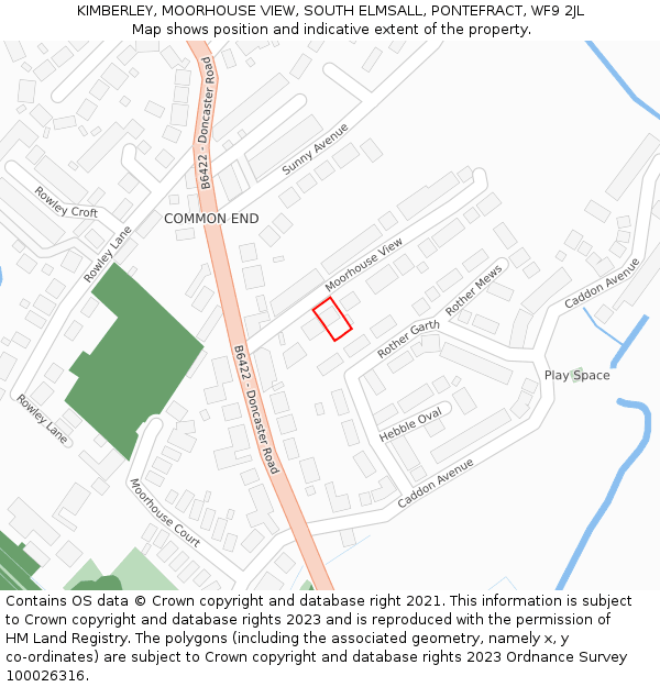 KIMBERLEY, MOORHOUSE VIEW, SOUTH ELMSALL, PONTEFRACT, WF9 2JL: Location map and indicative extent of plot