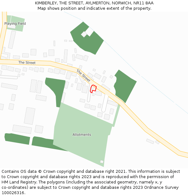 KIMBERLEY, THE STREET, AYLMERTON, NORWICH, NR11 8AA: Location map and indicative extent of plot