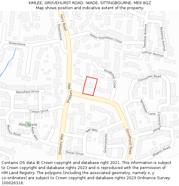 KIMLEE, GROVEHURST ROAD, IWADE, SITTINGBOURNE, ME9 8QZ: Location map and indicative extent of plot