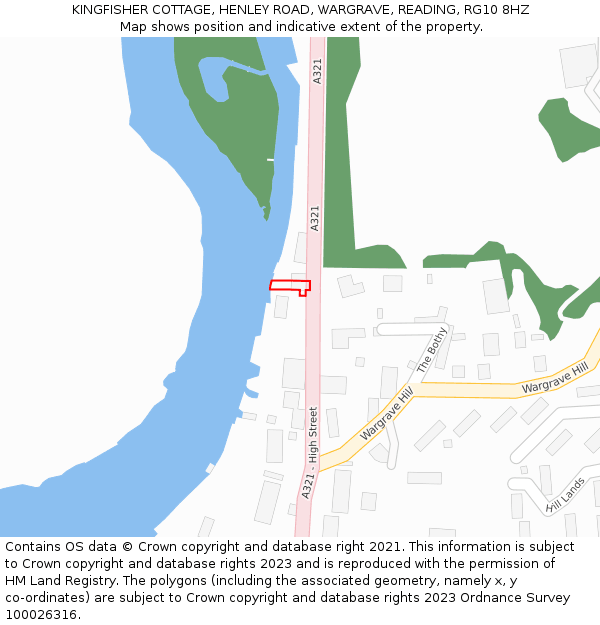 KINGFISHER COTTAGE, HENLEY ROAD, WARGRAVE, READING, RG10 8HZ: Location map and indicative extent of plot