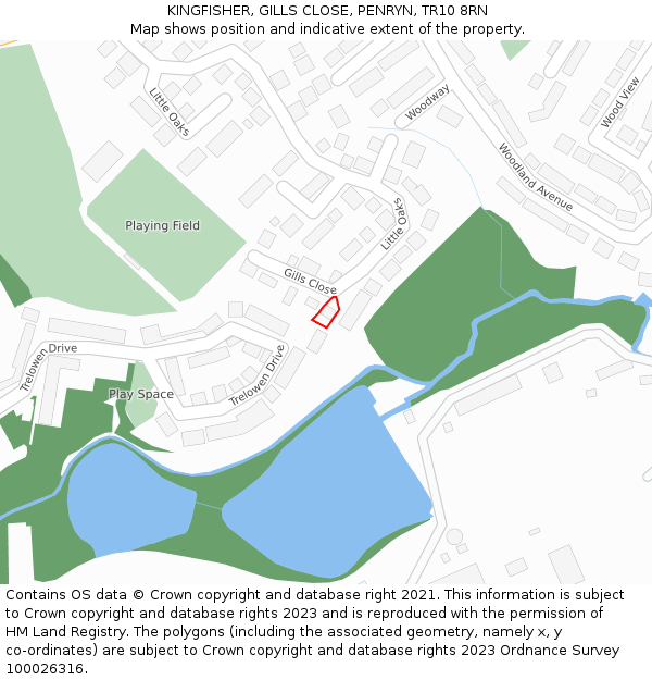 KINGFISHER, GILLS CLOSE, PENRYN, TR10 8RN: Location map and indicative extent of plot