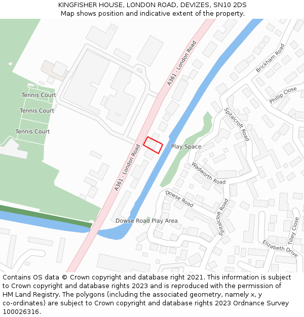 KINGFISHER HOUSE, LONDON ROAD, DEVIZES, SN10 2DS: Location map and indicative extent of plot
