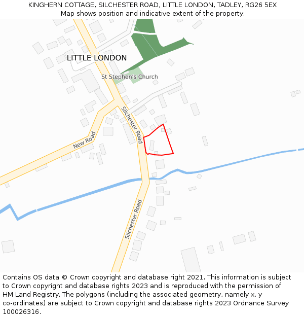 KINGHERN COTTAGE, SILCHESTER ROAD, LITTLE LONDON, TADLEY, RG26 5EX: Location map and indicative extent of plot