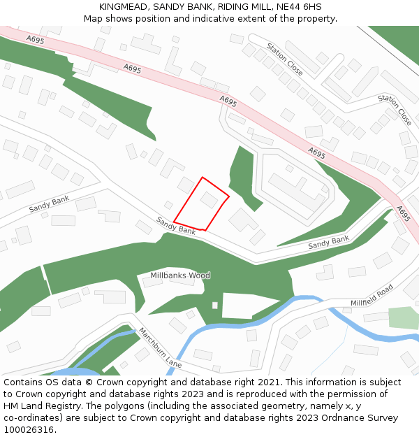 KINGMEAD, SANDY BANK, RIDING MILL, NE44 6HS: Location map and indicative extent of plot