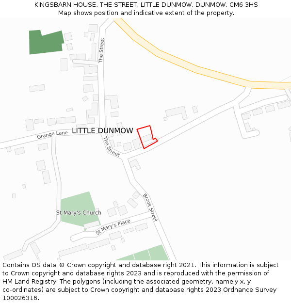 KINGSBARN HOUSE, THE STREET, LITTLE DUNMOW, DUNMOW, CM6 3HS: Location map and indicative extent of plot