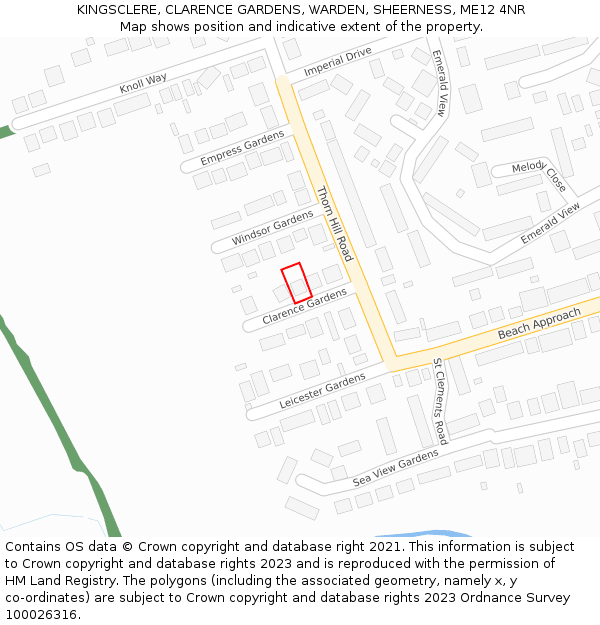 KINGSCLERE, CLARENCE GARDENS, WARDEN, SHEERNESS, ME12 4NR: Location map and indicative extent of plot