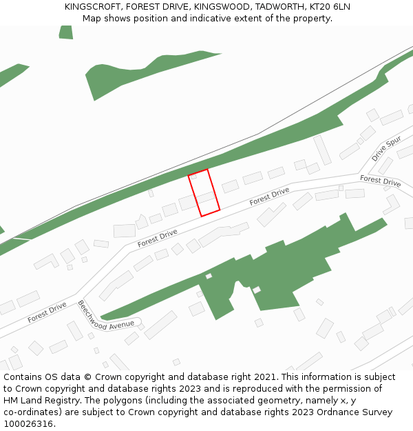 KINGSCROFT, FOREST DRIVE, KINGSWOOD, TADWORTH, KT20 6LN: Location map and indicative extent of plot