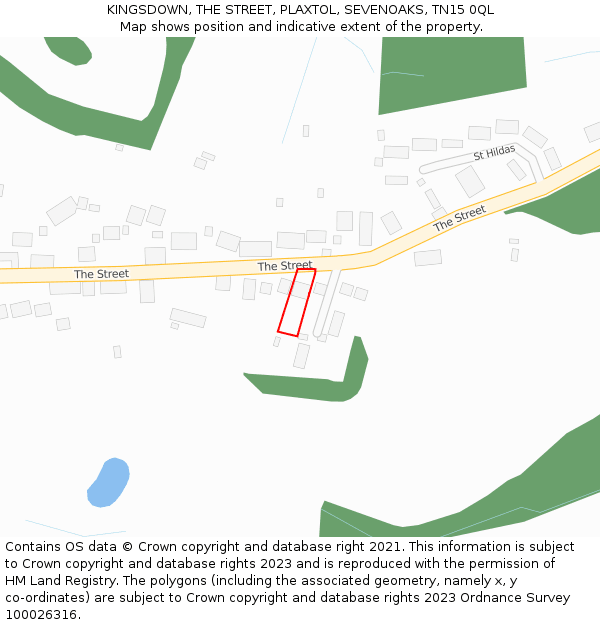 KINGSDOWN, THE STREET, PLAXTOL, SEVENOAKS, TN15 0QL: Location map and indicative extent of plot