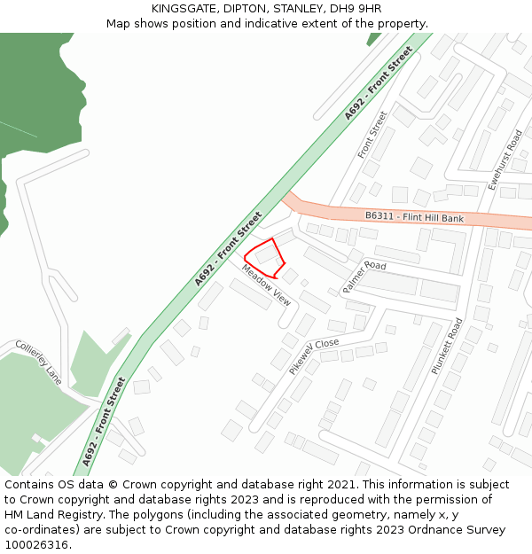 KINGSGATE, DIPTON, STANLEY, DH9 9HR: Location map and indicative extent of plot