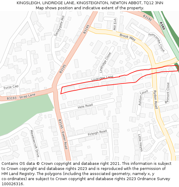 KINGSLEIGH, LINDRIDGE LANE, KINGSTEIGNTON, NEWTON ABBOT, TQ12 3NN: Location map and indicative extent of plot