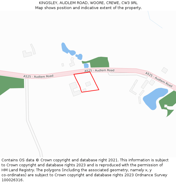 KINGSLEY, AUDLEM ROAD, WOORE, CREWE, CW3 9RL: Location map and indicative extent of plot