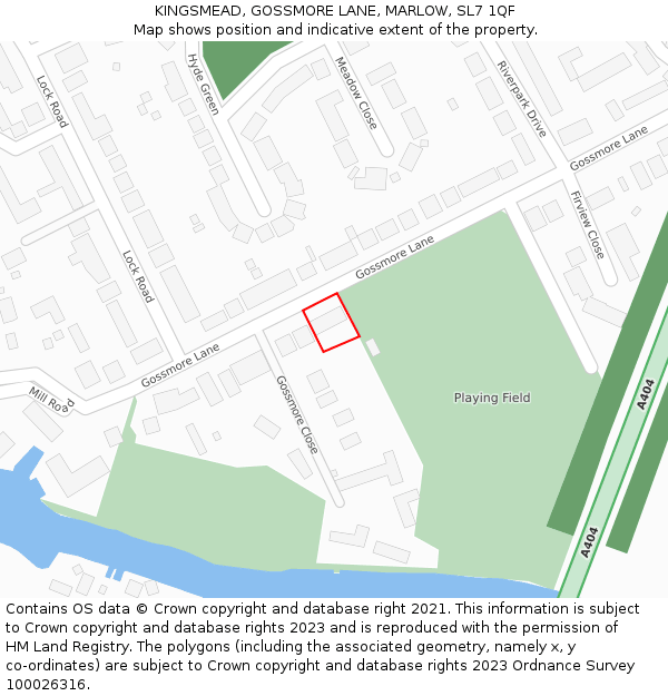 KINGSMEAD, GOSSMORE LANE, MARLOW, SL7 1QF: Location map and indicative extent of plot