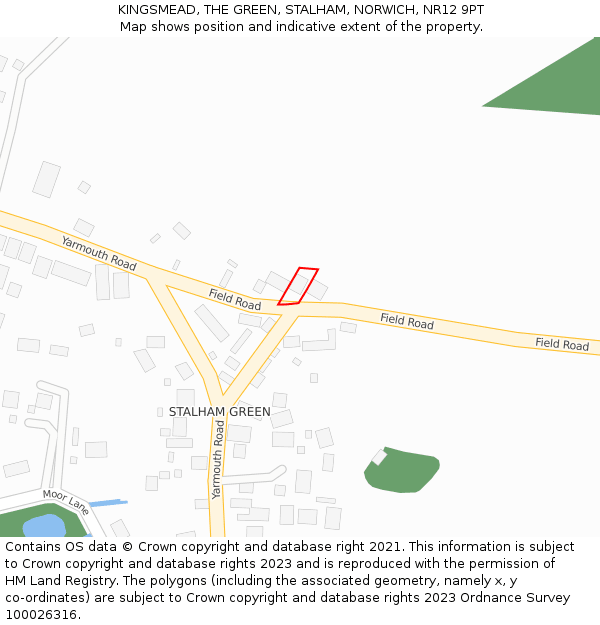 KINGSMEAD, THE GREEN, STALHAM, NORWICH, NR12 9PT: Location map and indicative extent of plot