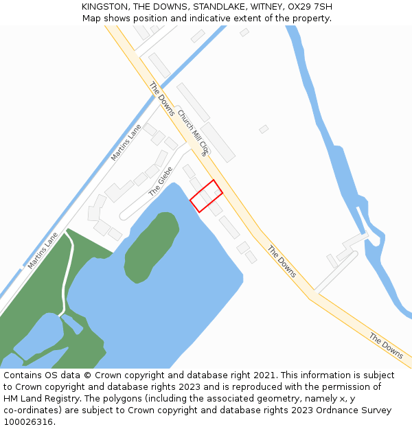 KINGSTON, THE DOWNS, STANDLAKE, WITNEY, OX29 7SH: Location map and indicative extent of plot