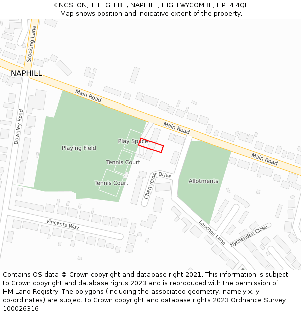 KINGSTON, THE GLEBE, NAPHILL, HIGH WYCOMBE, HP14 4QE: Location map and indicative extent of plot