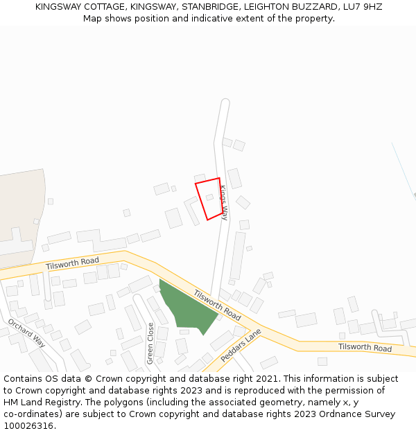 KINGSWAY COTTAGE, KINGSWAY, STANBRIDGE, LEIGHTON BUZZARD, LU7 9HZ: Location map and indicative extent of plot