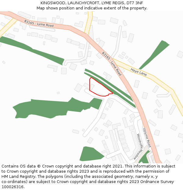 KINGSWOOD, LAUNCHYCROFT, LYME REGIS, DT7 3NF: Location map and indicative extent of plot