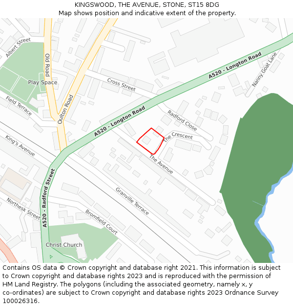 KINGSWOOD, THE AVENUE, STONE, ST15 8DG: Location map and indicative extent of plot