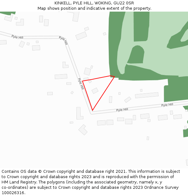 KINKELL, PYLE HILL, WOKING, GU22 0SR: Location map and indicative extent of plot
