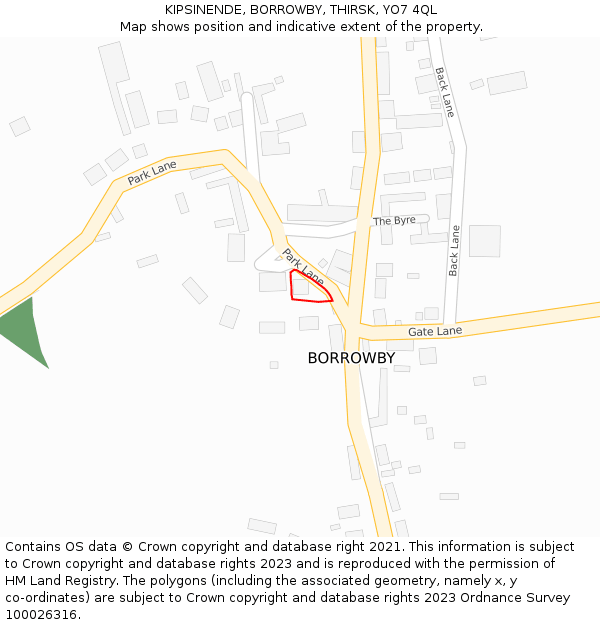 KIPSINENDE, BORROWBY, THIRSK, YO7 4QL: Location map and indicative extent of plot