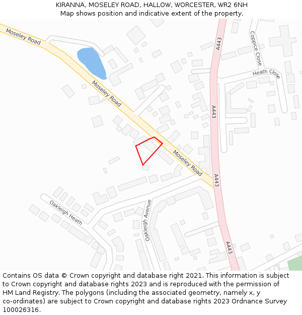 KIRANNA, MOSELEY ROAD, HALLOW, WORCESTER, WR2 6NH: Location map and indicative extent of plot