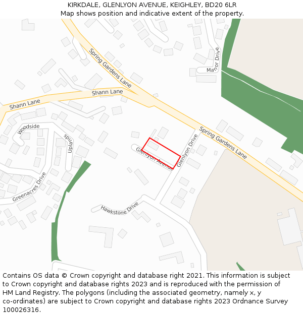 KIRKDALE, GLENLYON AVENUE, KEIGHLEY, BD20 6LR: Location map and indicative extent of plot