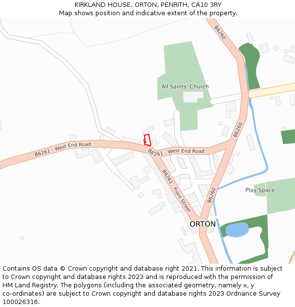 KIRKLAND HOUSE, ORTON, PENRITH, CA10 3RY: Location map and indicative extent of plot