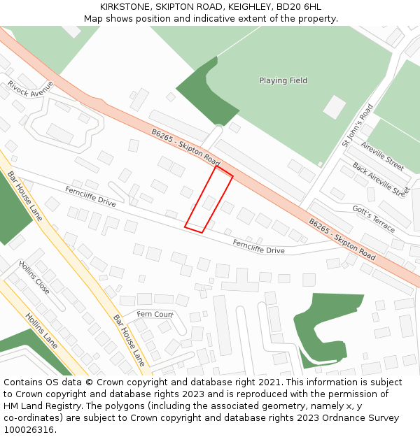 KIRKSTONE, SKIPTON ROAD, KEIGHLEY, BD20 6HL: Location map and indicative extent of plot