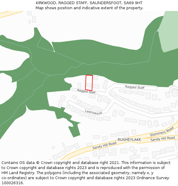 KIRKWOOD, RAGGED STAFF, SAUNDERSFOOT, SA69 9HT: Location map and indicative extent of plot