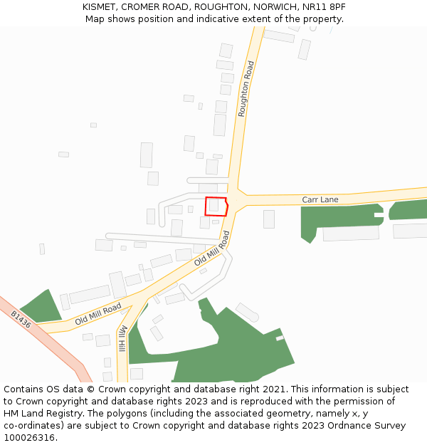 KISMET, CROMER ROAD, ROUGHTON, NORWICH, NR11 8PF: Location map and indicative extent of plot