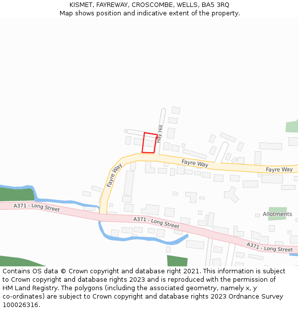 KISMET, FAYREWAY, CROSCOMBE, WELLS, BA5 3RQ: Location map and indicative extent of plot